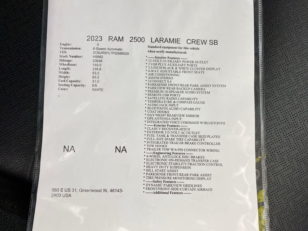 2023 RAM 2500 Laramie 4x4 Crew Cab 64 Box
